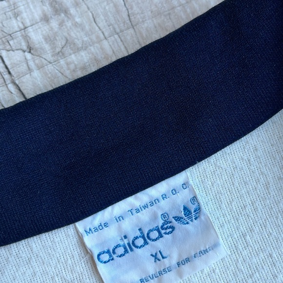 adidas Other - Adidas Vintage Track Jacket Size XL‎ Blue Off White Red Stripes Full Zip 1980s